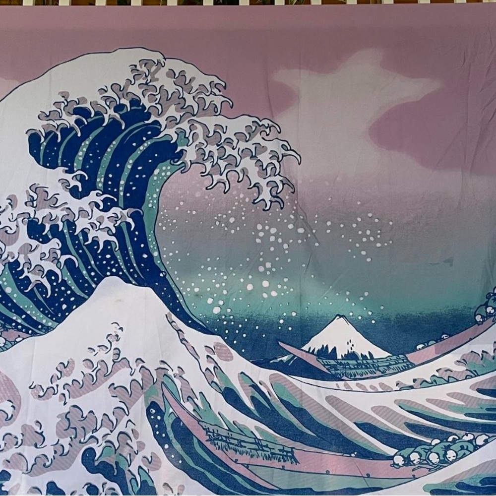 The Great Wave of Kanagawa Large Wall Tapestry in pastel
